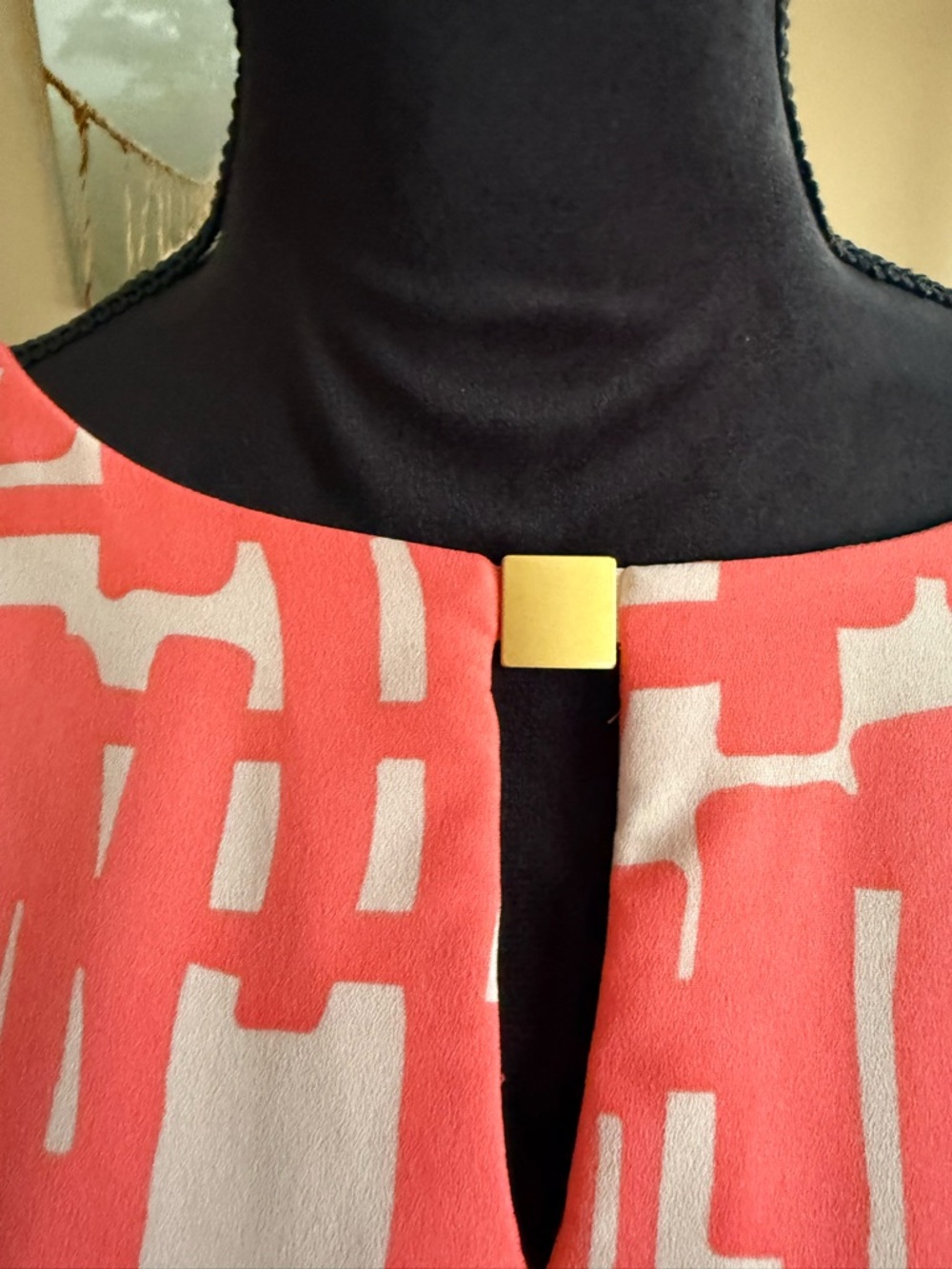 Coral Abstract Print Tie-Waist Midi Dress - Picture 3 of 14